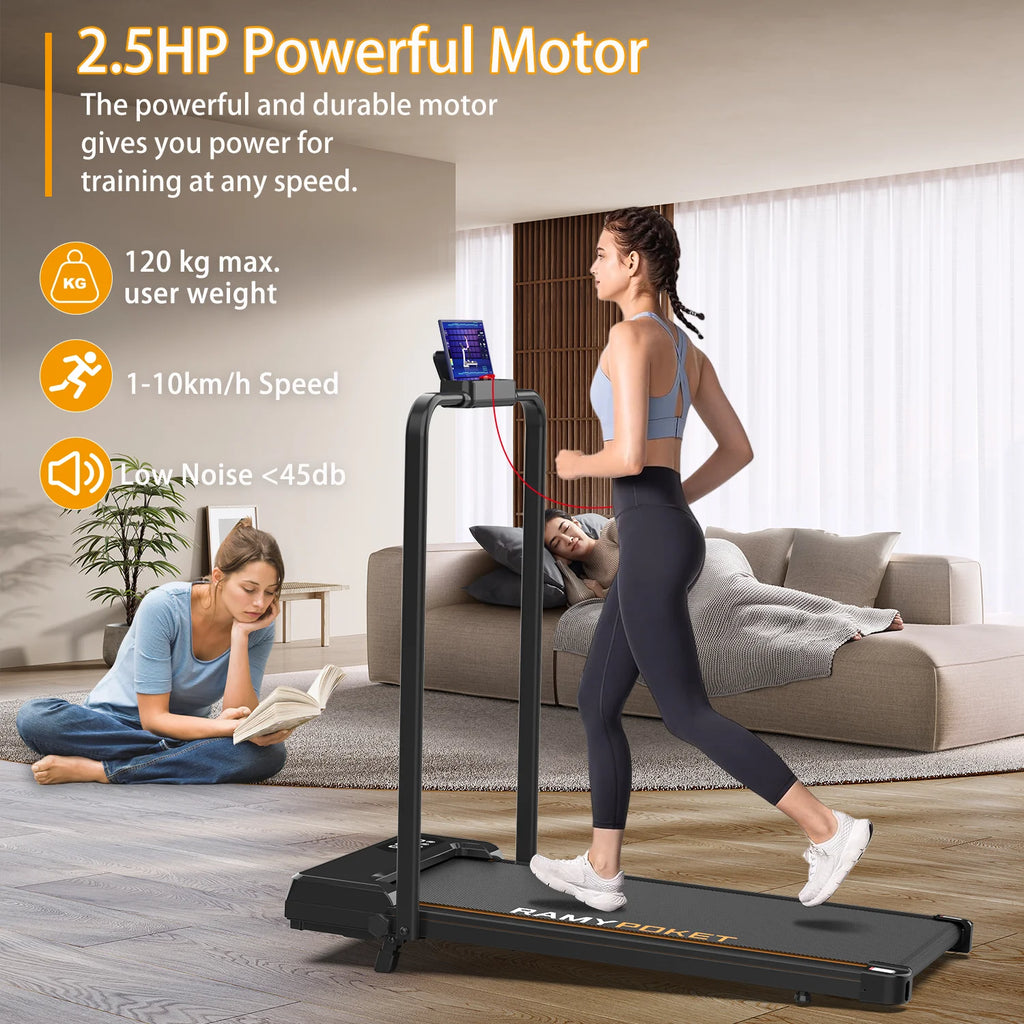 RAMYPOKET Hopfällbart Gå- & Löpband 1–10 km/h med 9 % Lutning