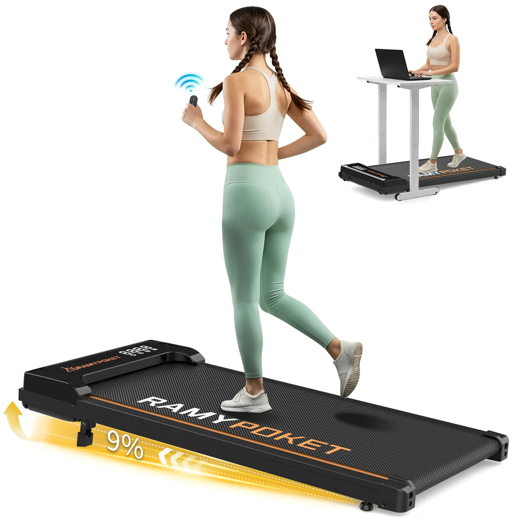 RAMYPOKET Hopfällbart Gå- & Löpband 1–10 km/h med 9 % Lutning